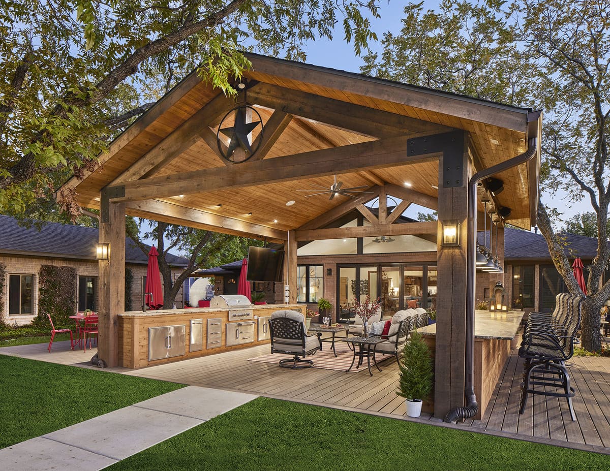 Dallas, Texas home exterior with remodeled outdoor living space by Sardone | McLain