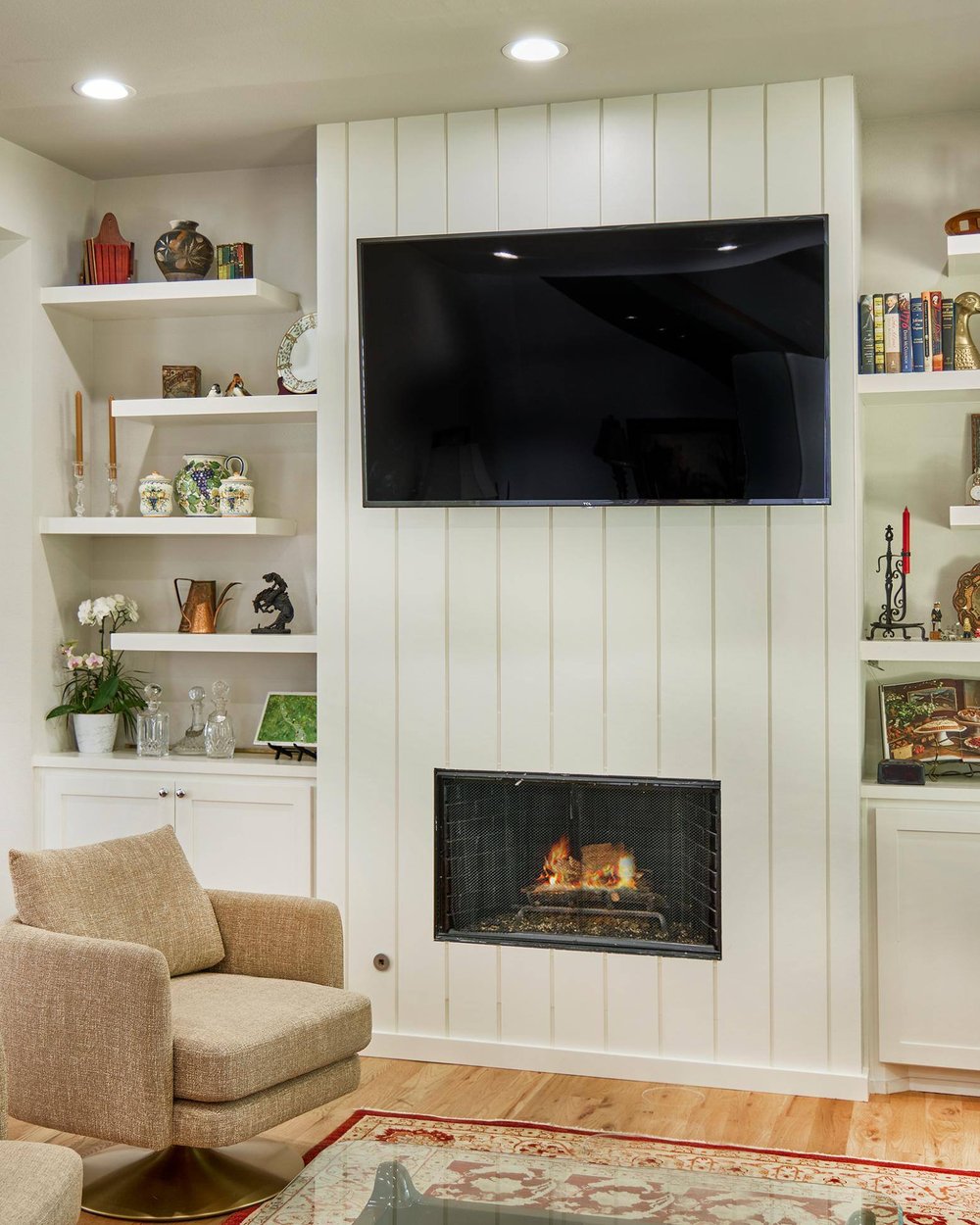 Fireplace in Dallas home remodel by Sardone | McLain in Dallas, TX