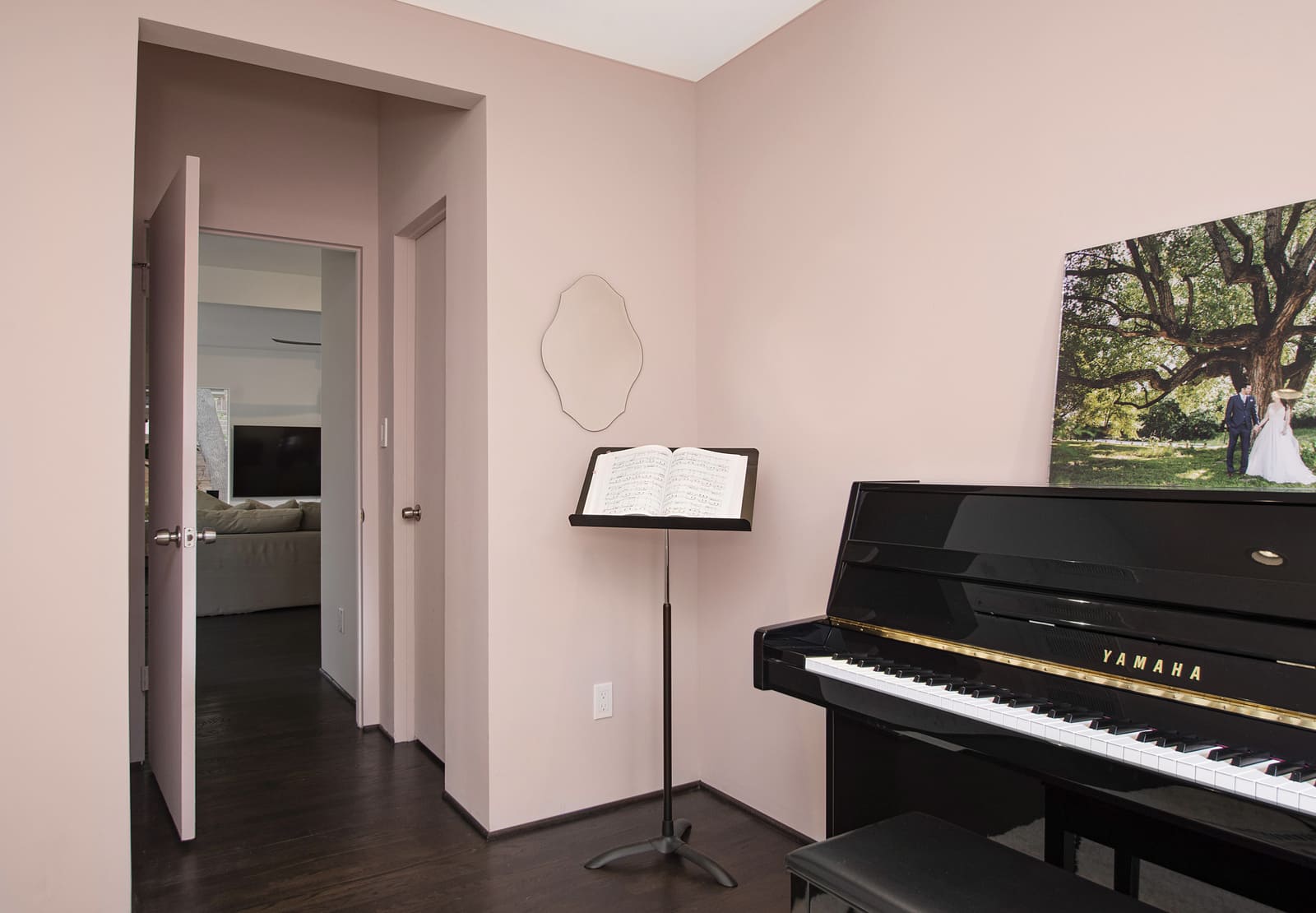 Flex room with piano in Dallas, TX home remodel by Sardone | McLain