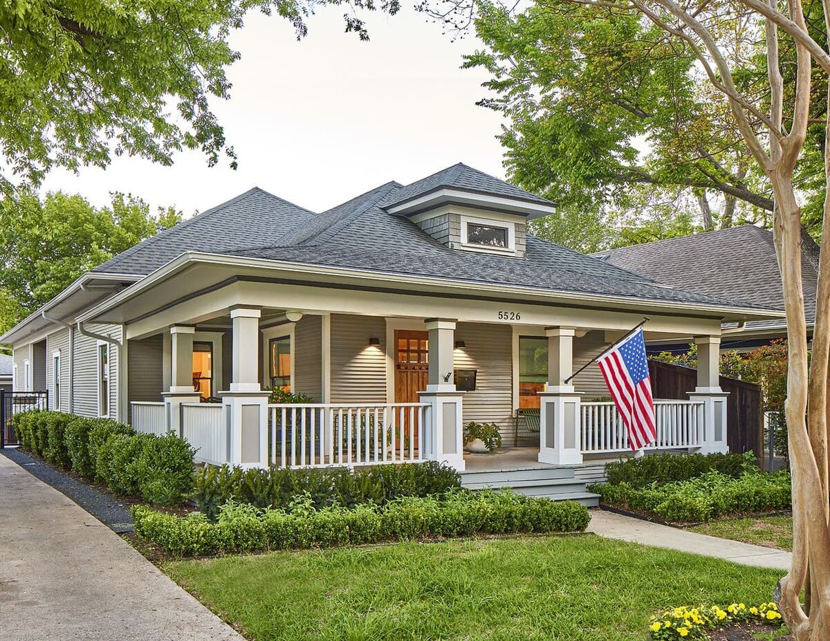Exterior home remodel in Dallas, Texas with wrap-around porch by Sardone | McLain